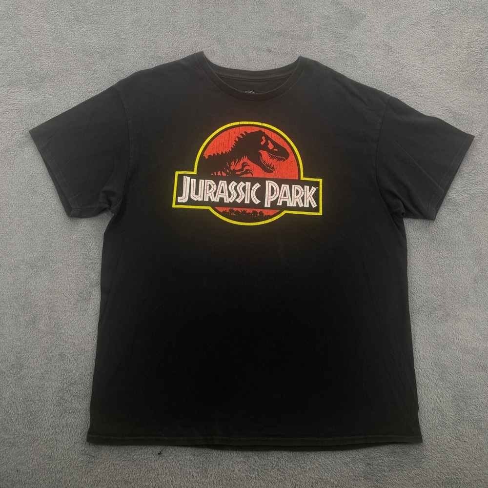Jurassic Park Graphic T-Shirt Mens XL Black Short Sleeve Movie Logo Tee